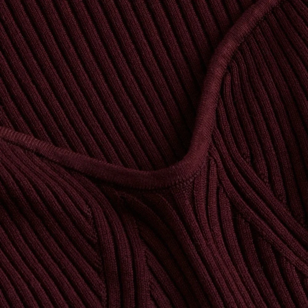 H&M Burgundy Ribbed Long Sleeve Top